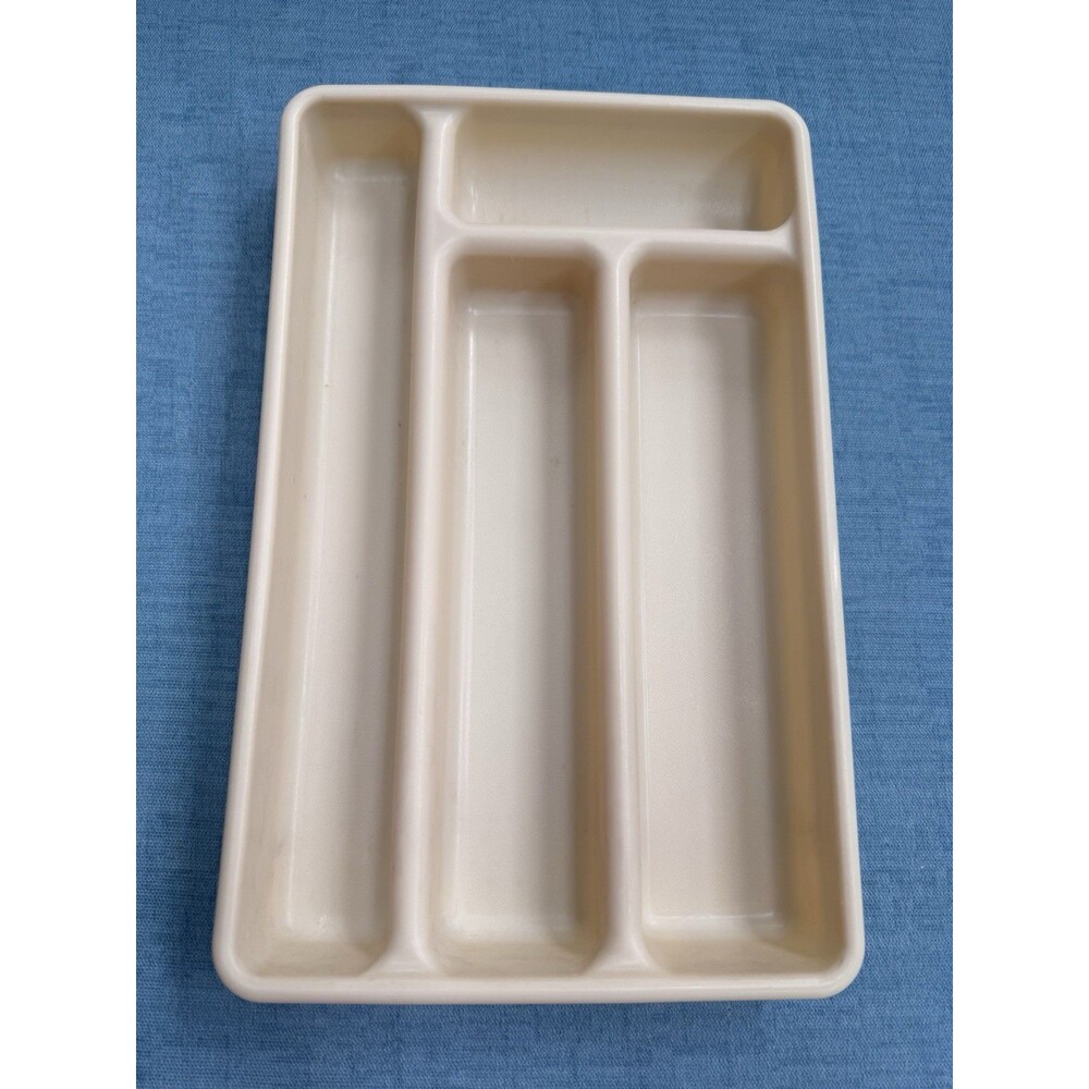 Rubbermaid Cutlery Beige Vintage 4 Slot Drawer Organizer 0522 Almond